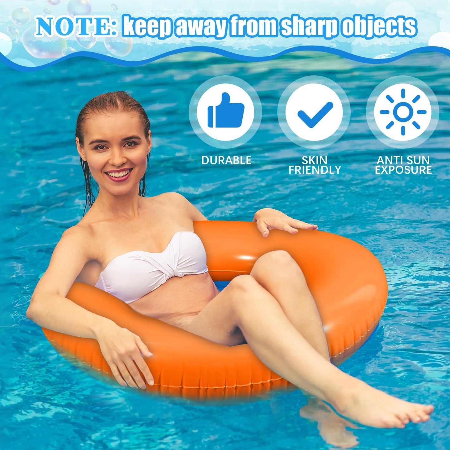 JellyArch 6 Pcs Inflatable Pool Floats 28 Inches Swim Tube Bulk for Adults Swimming Ring Pool Floaties for Beach Party Decoratio