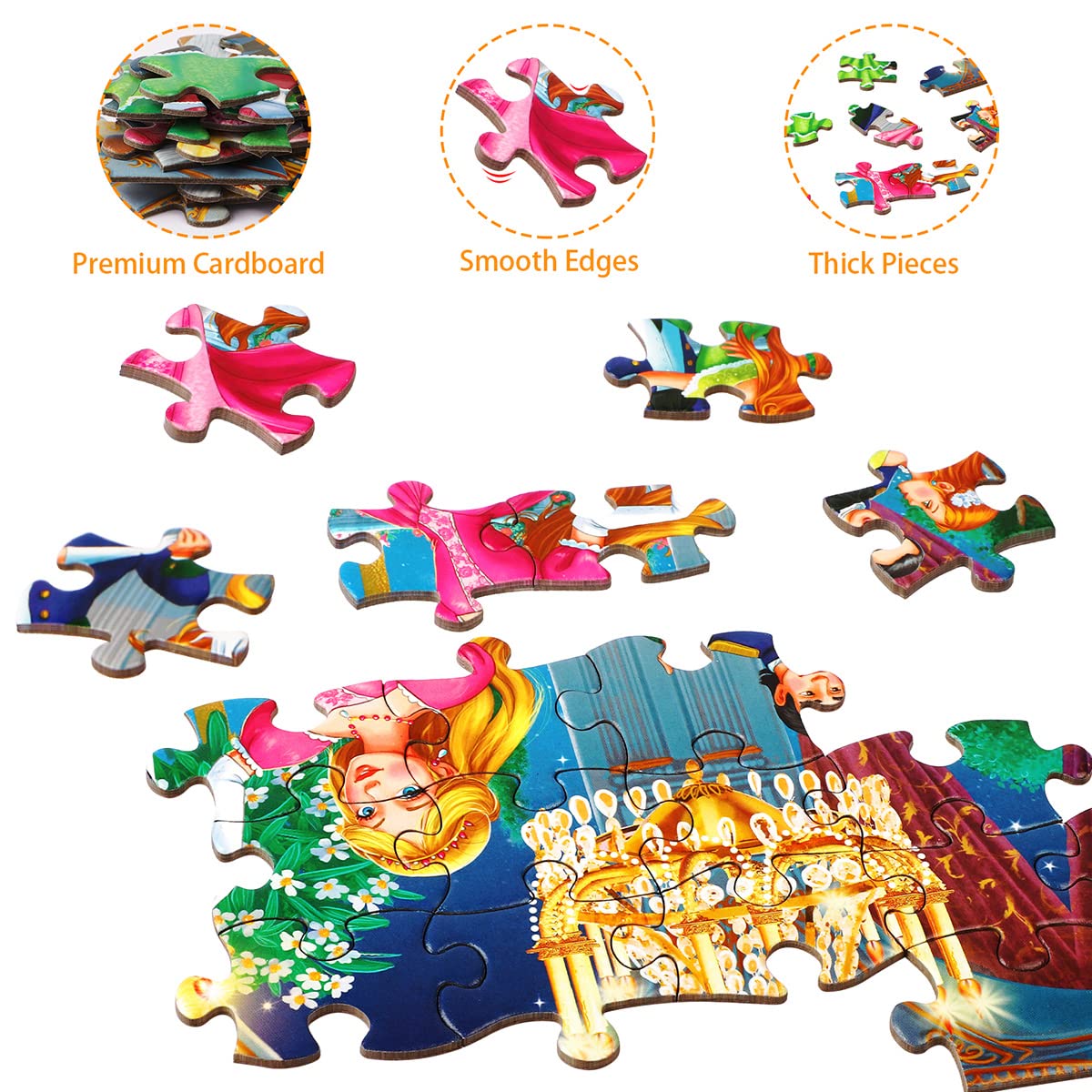 Jigsaw Puzzles For Kids Ages 4-8, 6-8, 8-10 - Princesses At The Dance - 100 Piece Princesses Puzzles For Children, Learning Educational Toys For 4 5 6 7 8 9 10 Year Old Girls