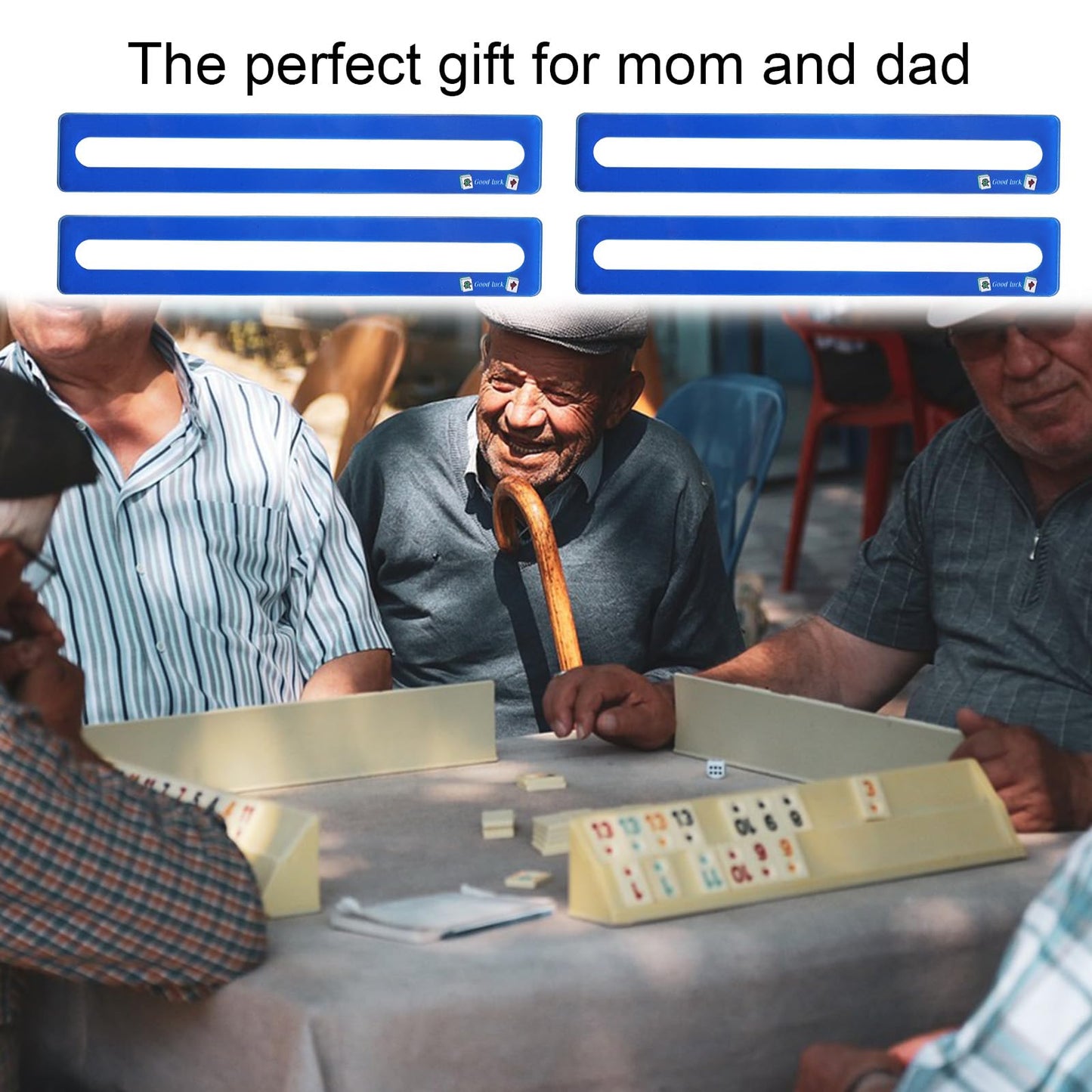 BOXOB 4pcs Mahjong Line Finder Good Luck Mahjong Card Guide Marker Rules Reader Mah Jong Accessories and Gifts Reader Helper Tool for Player (Blue)