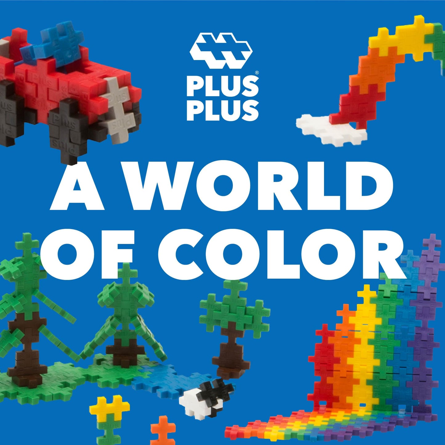 Plus Plus - Open Play Set - 600 Piece - Basic Color Mix, Construction Building Stem Toy, Interlocking Mini Puzzle Blocks For Kid