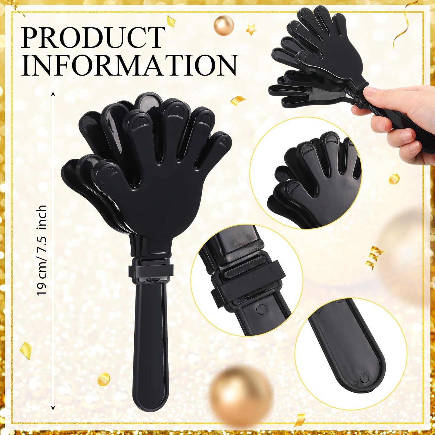 Hollowfly 48 Pack Party Noisemakers New Years Eve Party Supplies Include 24 7.5 Inch Large Hand Clappers 24 Blowers Whistle for