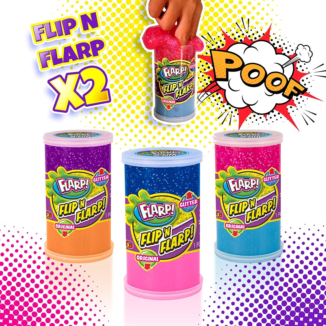 Ja-Ru Flip & Flarp Noise Putty Double Pack Original & Glitter Fidget Toy (3 Packs Assorted) Farrt Gas Noise Maker Slime Cloud & Scented Putty Stress Toy For Boys, Girls & Adults. Party Favor 047-3S