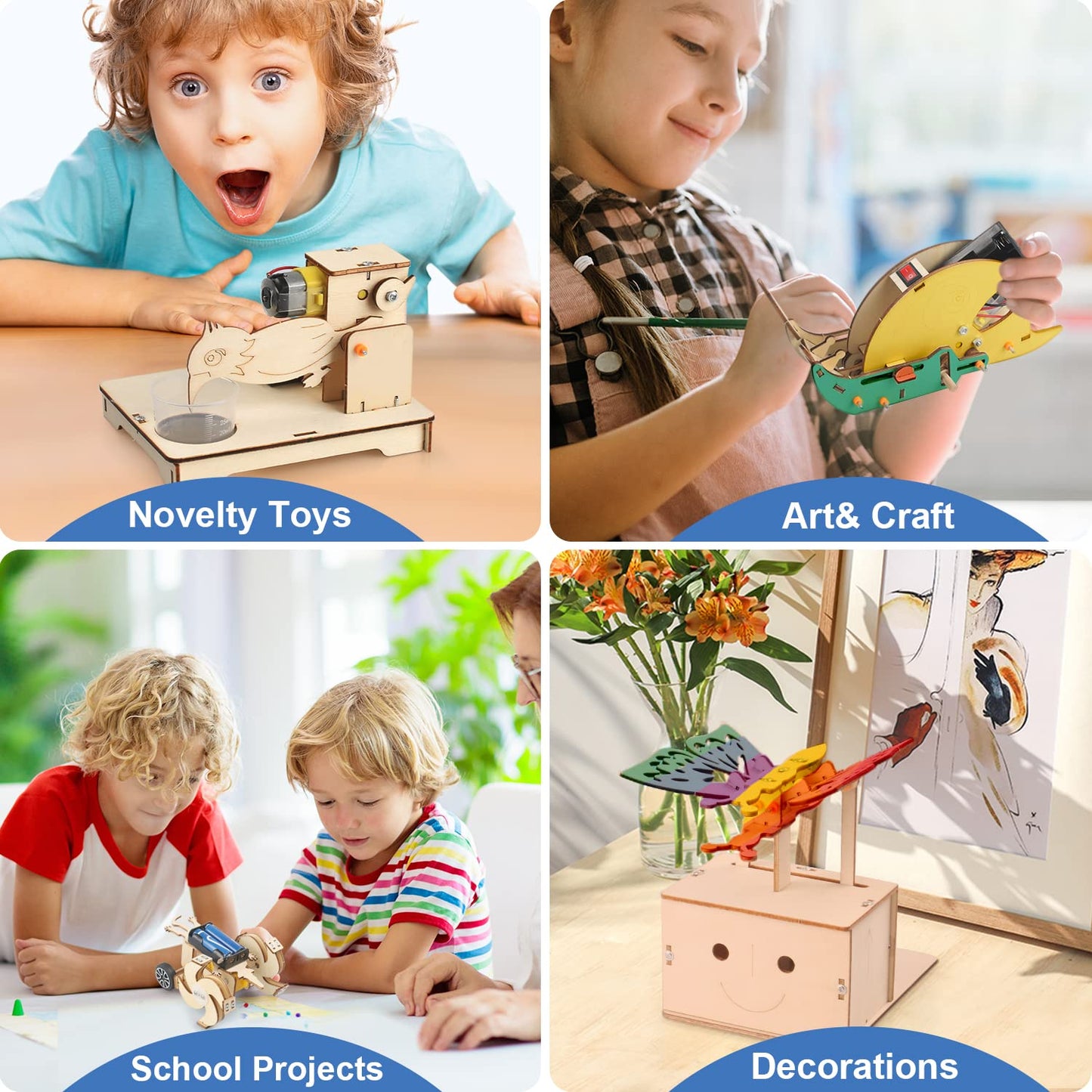 Poraxy 5 Set Stem Kits For Kids Ages 8-10, Toys For Ages 8-13, 3D Wooden Puzzles, Educational Engineering Arts Crafts Science Building Kits, Gifts For Boys And Girls 7 8 9 10 11 12 13 Year Old