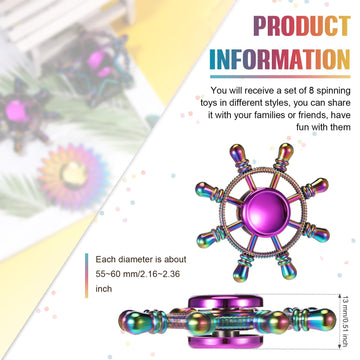 8 Pieces Rainbow Metal Spinner Cool Finger Spinners High Speed Hand Spinners Toys For Stress Anxiety Gift For Adults And Teens (Cool Style)