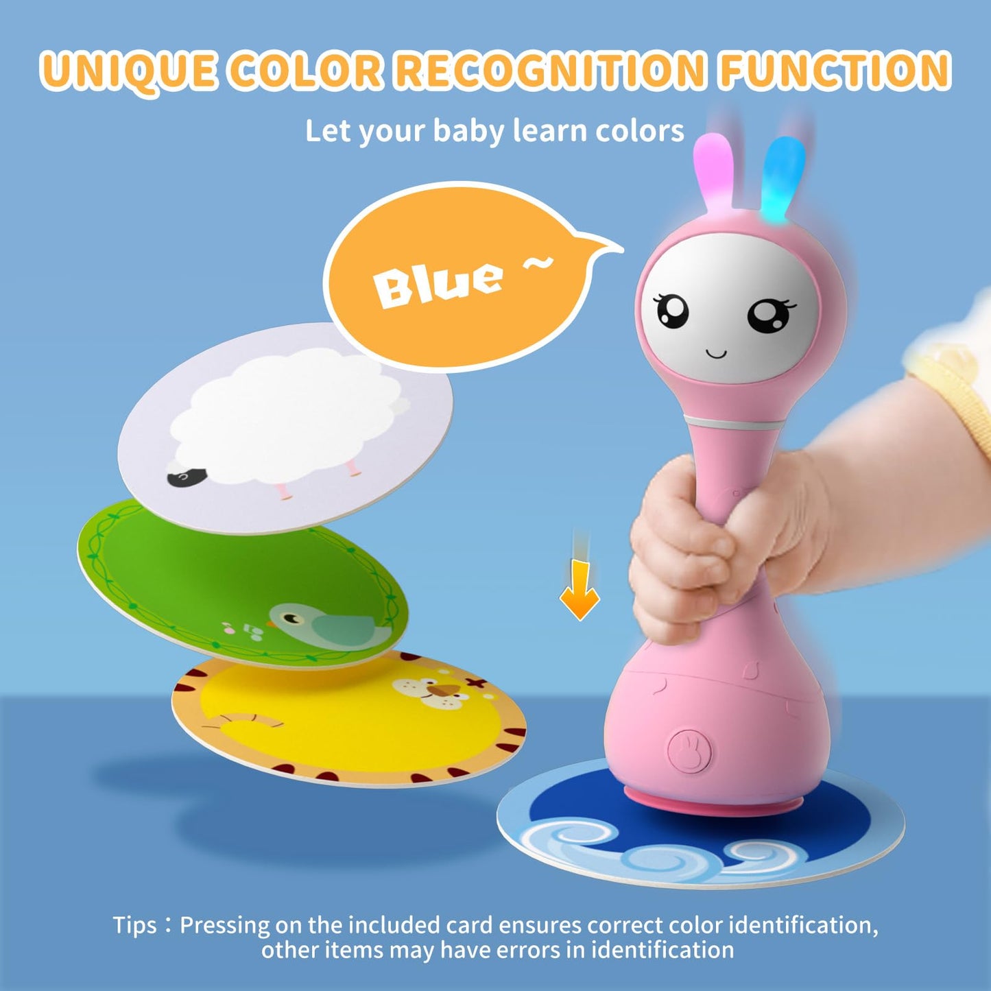 Alilo Smarty Bunny Baby Rattle Musical Light Up Toys, Infants Newborns Baby Toys 0-3-6-12-18-24 Months,1 Year Old Boy Girl Easter Gifts, 4 Music Modes And Color Recognition Function With 9 Color Card