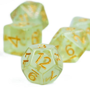 UDIXI 7PCS DND Dice Set Filled with Aurora Powder, Green D&D Dice for Dungeons and Dragons, Polyhedral Dice for RPG MTG and Othe