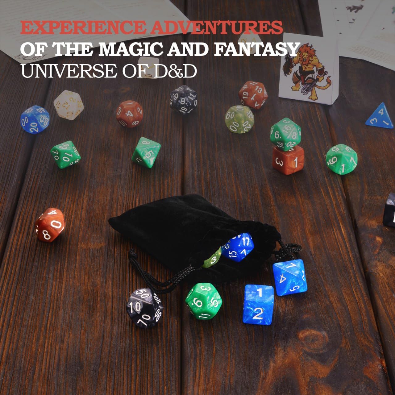 CraftyCrocodile Dungeons and Dragons Essentials Kit - Starter Set with 6 Dice, Figures, Master Screen, Printable Materials - DND 5th Edition