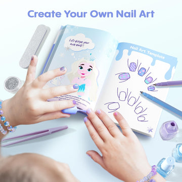 Tomons Kids Nail Polish Set for Girls, Non Toxic Nail Polish Art Kit for Kids Ages 7-12, Frozen Toys Gifts for 8 9 10 11 12 Girl