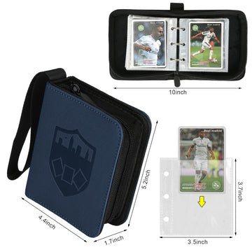 GERMUN Mini Card Binder 1 Pocket 80 Pockets Trading Card Binder enhanced Small 2 Pocket Trading Card Collection Album Folder with 40 Sleeves Double Sided - Gifts for Kids (Blue)