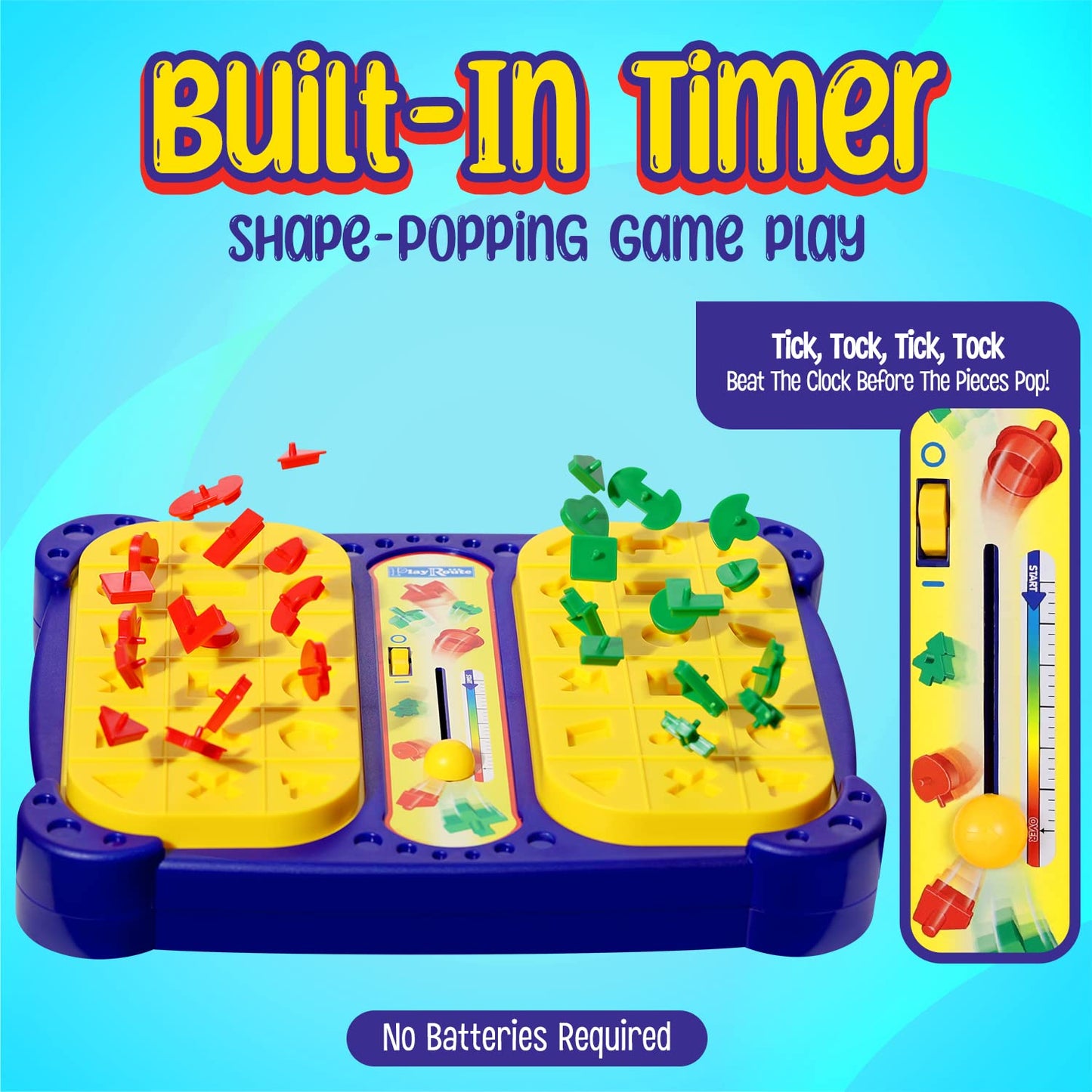 Playroute Shape Pop Up Board Game | 1 And 2 Player Game For Kids Ages 4-6-8+ | Educational Classic Board Game Shape Matching Puzzle Toys For Boys & Girls