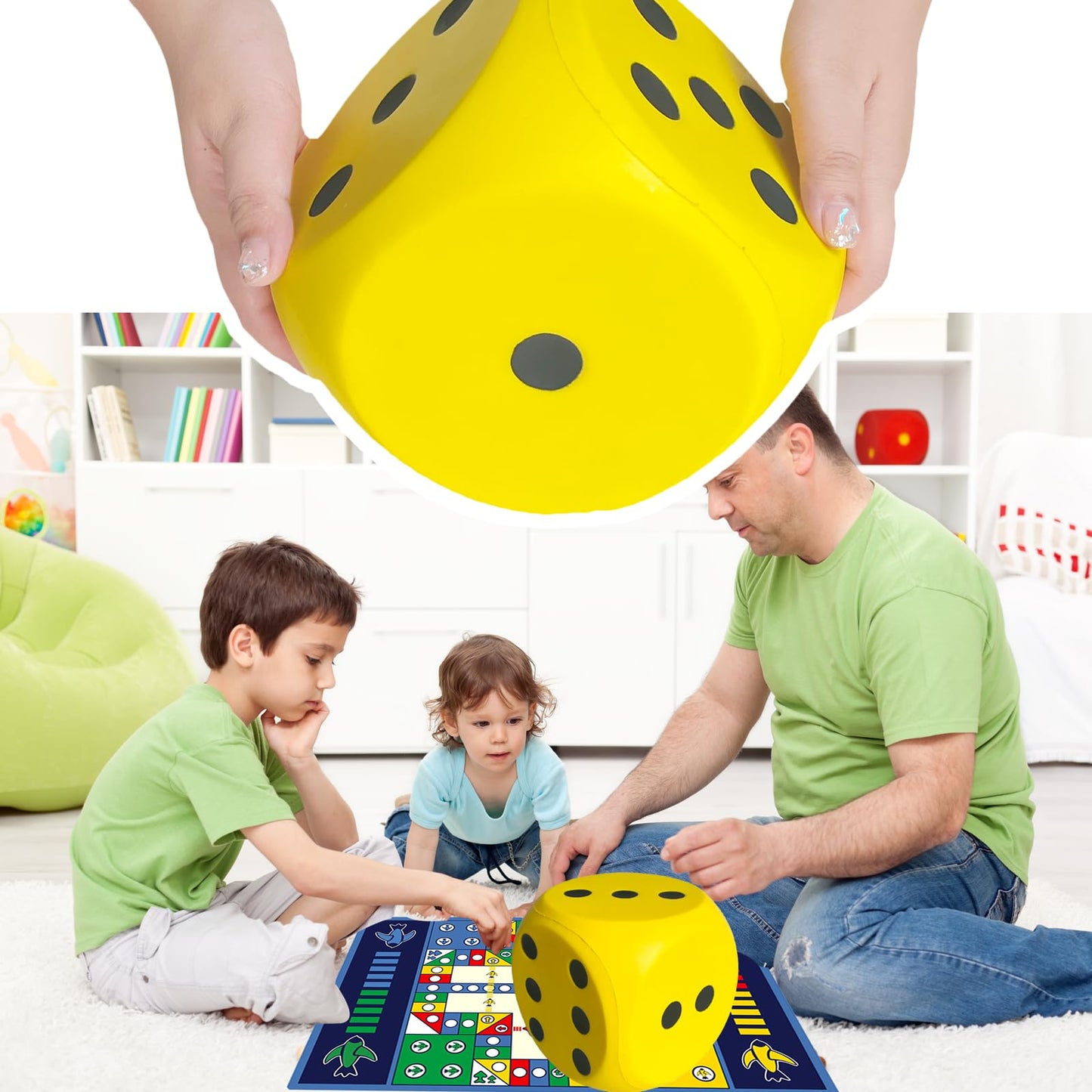 Giant 5.9 Inches Kawaii Foam Dice: A Fun-Filled, Educational Toy for Game Nights and Learning Sessions (Lucky Yellow)