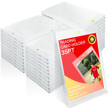 Unlemoni 50Ct Magnetic Card Holders, 35Pt One Touch Card Holder, Magnetic Card Cases Hard Plastic Protecors For Trading Cards, S