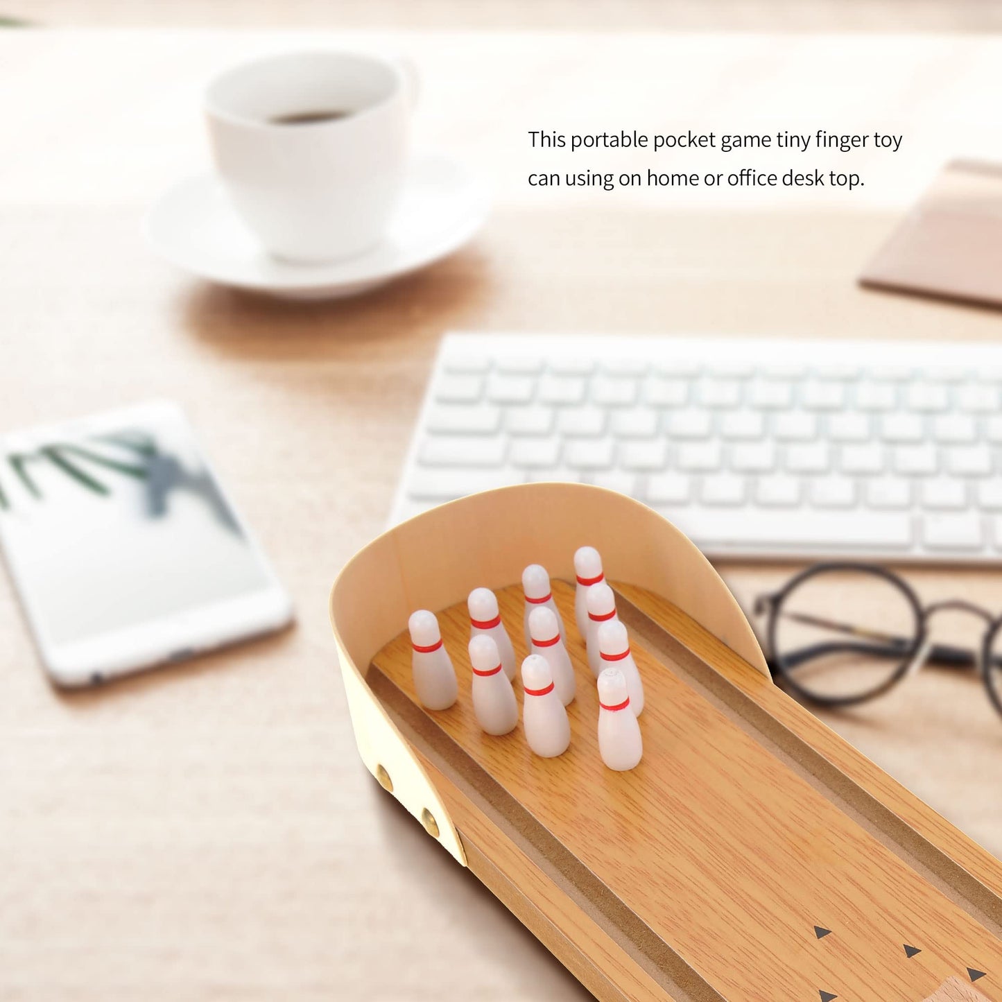 2 Pack Mini Bowling Set Wooden Table Top Mini Arcade Game Toy Portable Tiny Bowling Office Desk Stress Relief Desktop Gift For Kids And Adults Fun Gag Toys
