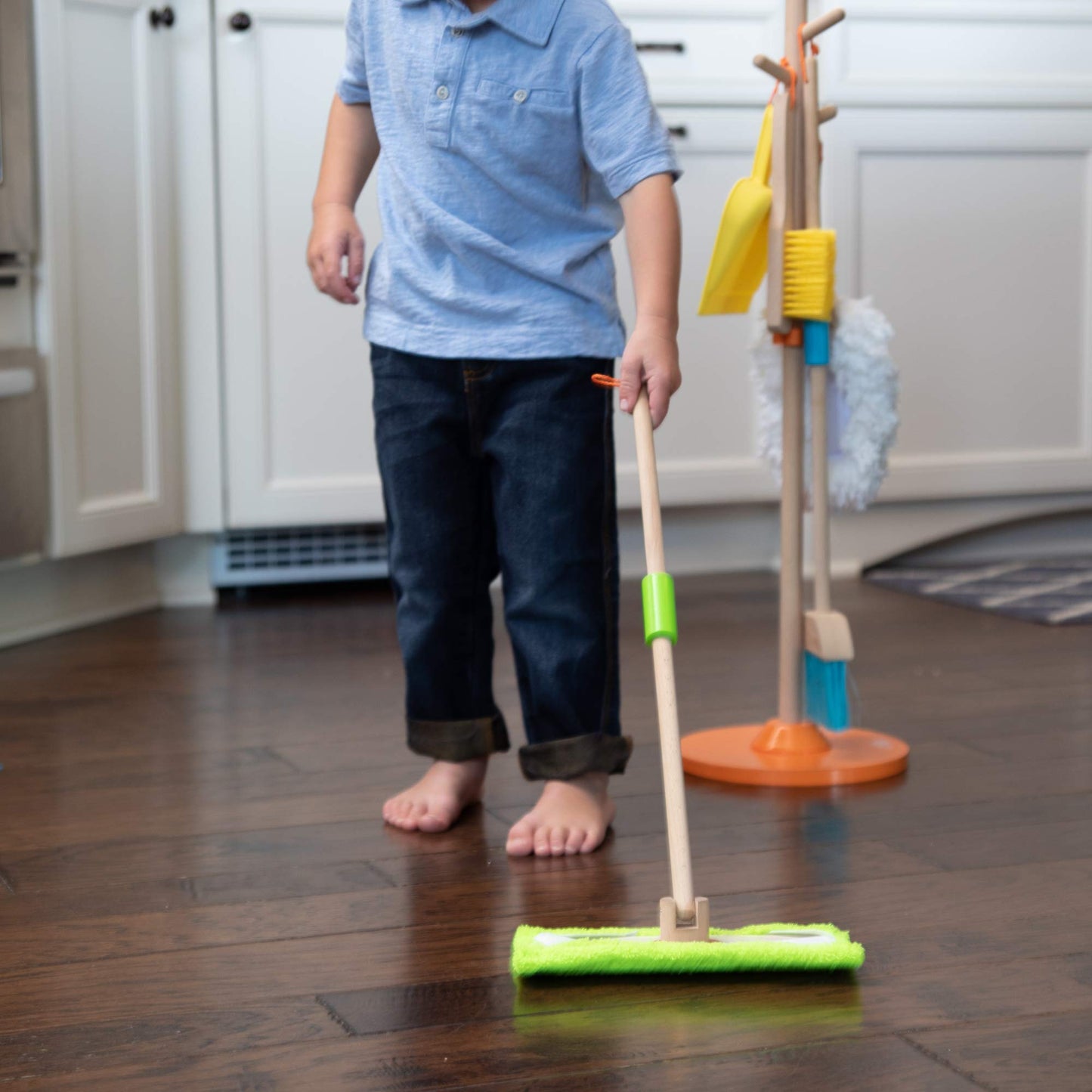 Fat Brain Toys Sweep, Scrub, And Shine Cleaning Set - Wooden Pretend Play Set, Ages 3+