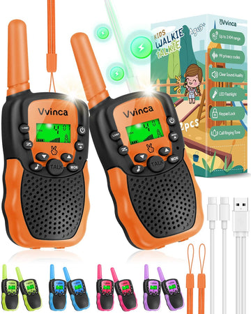 Vvinca Kids Walkie Talkies Rechargeable Toys Gifts For Ages 3 4 5-7 8-12 Year Old Boy Girl Halloween With Flashlight 22 Channel