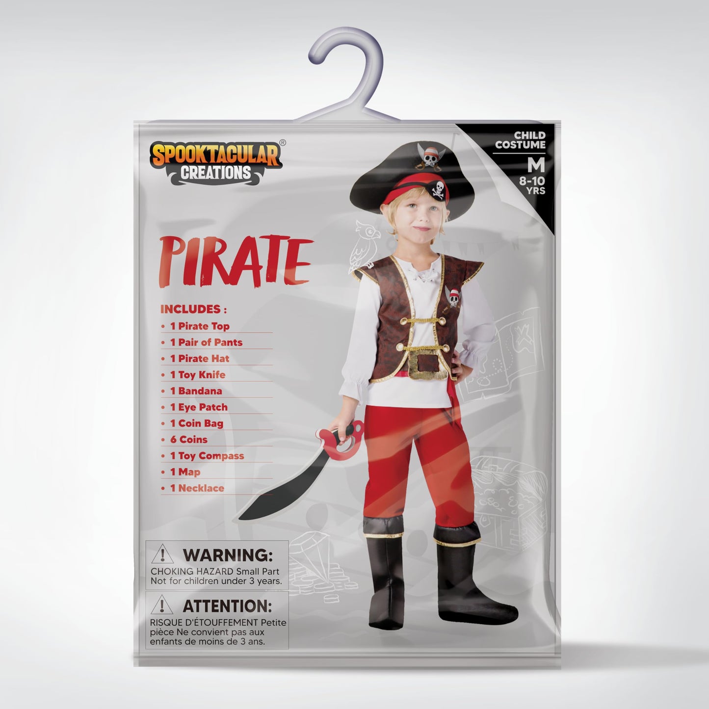 Spooktacular Creations Halloween Pirate Costume Kids Red Boys Pirate Costume Deluxe Set with Accessories for Toddler Halloween DressUp Themed Party (3T 3-4 yrs)