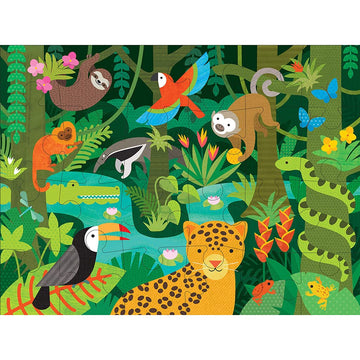 Petit Collage Wild Rainforest Floor Puzzle, 24 Pieces, 18” x 24”, Paper, Model PTC146, Perfect Gift for Kids Ages 3+