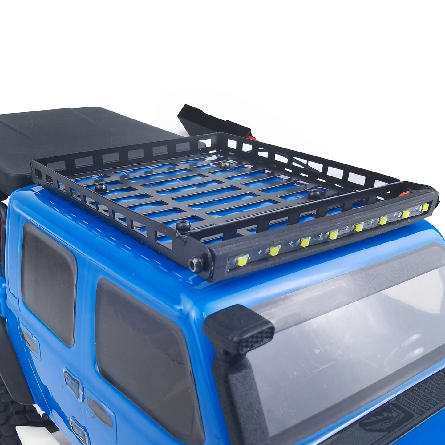 RCHUBAM RC-Hub Metal Roof Rack Luggage Carrier with LED Light Bar for 1/24 Axial SCX24 - Black