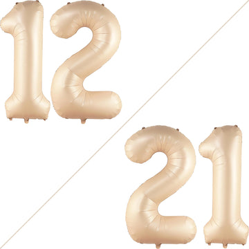 Katchon, Huge Caramel 12 Balloon Number - 40 Inch | Retro Apricot Number 12 Balloons For Birthdays | Happy 12Th Birthday Decorations | Nude 12 Year Old Balloon For Sweet 12 Birthday Balloon Decoration