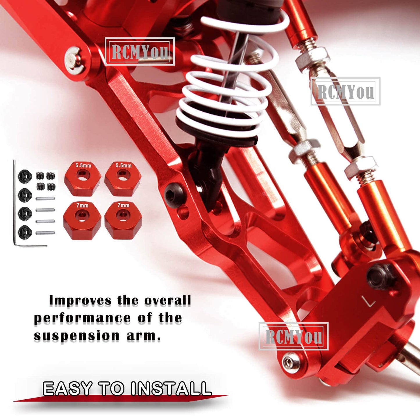 RCMYou Upgrades Part for 1/10 Slash 2WD,Alloy Front Rear Suspension Arm,Caster Block,Steering Blocks,Rear Stub Axle Carriers Upg