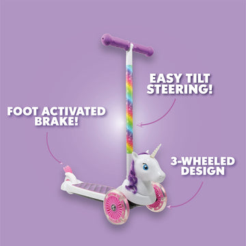 Self Balancing Kick Scooter Toddler Scooter & Kids Scooter, Extra Wide Deck, 3 Wheel Platform, Foot Activated Brake, 75 Lbs Limi