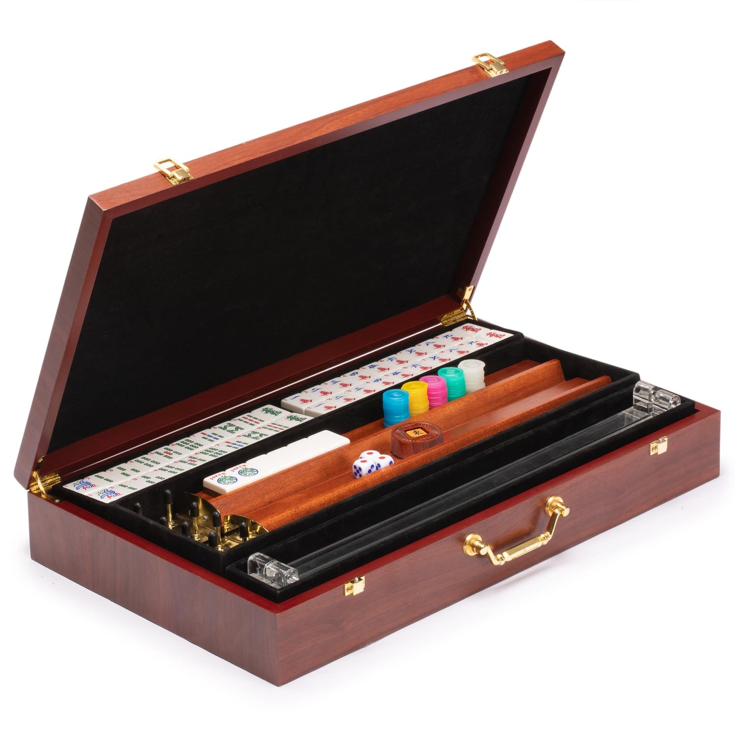 Yellow Mountain Imports American Mahjong Set, Little Birdie with Wooden Case, Wooden Racks with Acrylic Pushers, Wright Patterso