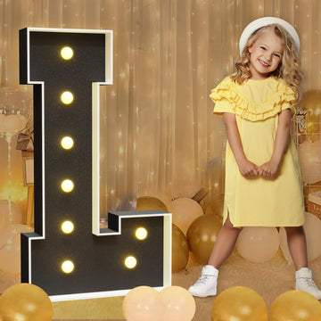 Imprsv Marquee Letters Black 3Ft: Black Party Decor - Light Up Letter L Large 3 Feet Tall - Party Decorations Letter For Love Bi