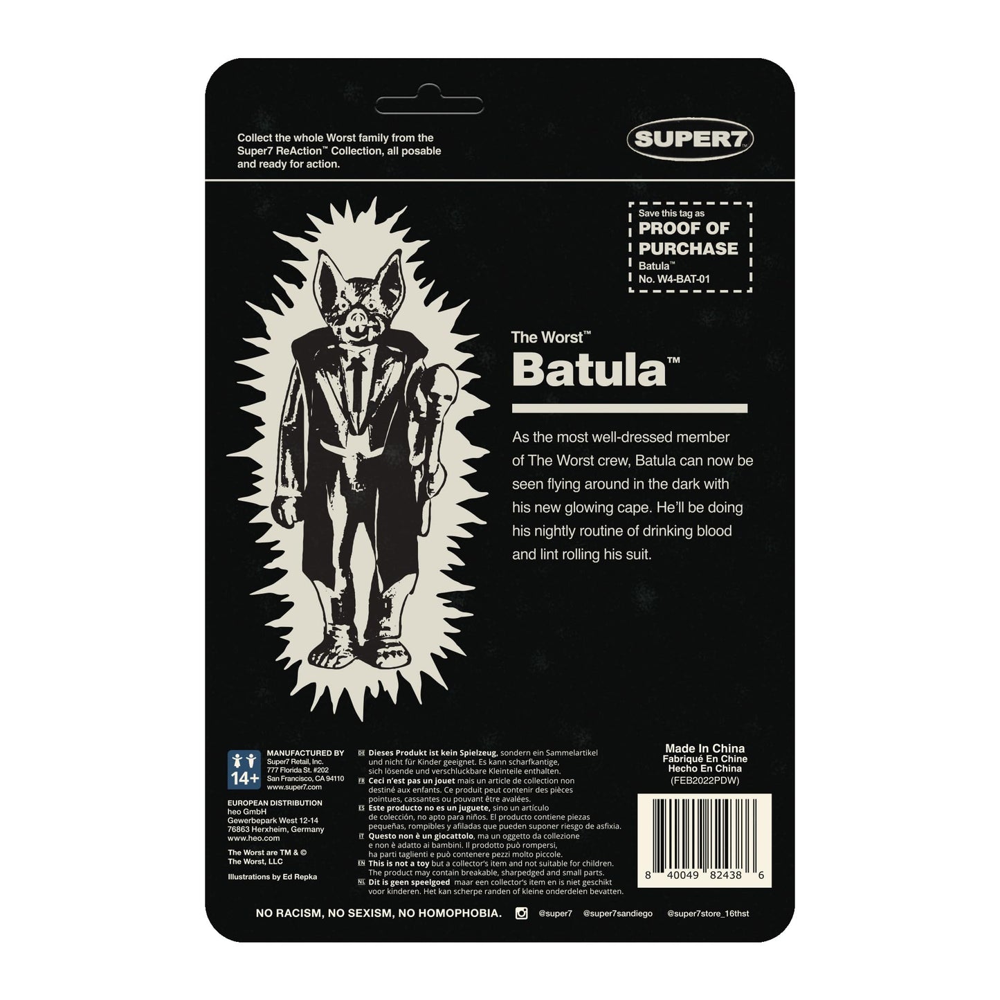 Super7 The Worst Batula (Monster Glow) - 3.75'' The Worst Action Figure Collectibles And Retro Toys