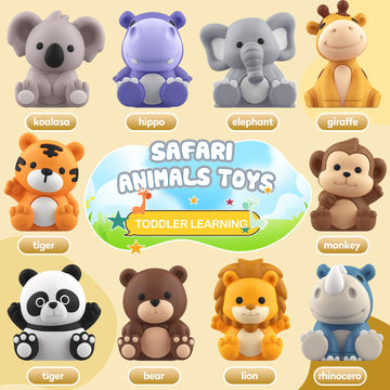 Toddler Toy For 1 2 3+ Years Old, Learning Toy For Toddlers With 20Pcs Safari Animal Toy, Montessori Educational Toy For Kids,10 Animals &10 Houses For Babies Boys Girls Easter Christmas Birthday Gift