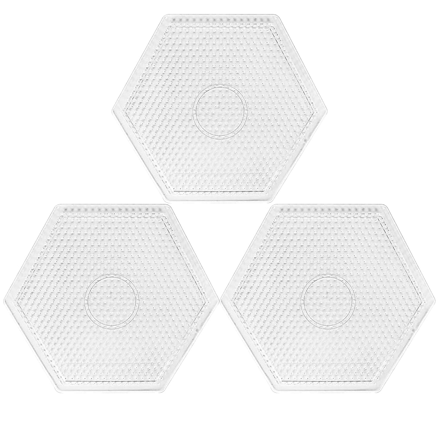 H&W 3PCS 5mm Hexagon Fuse Beads Boards, Large Clear Pegboards Kits, with Gift 4 Lroning Paper (WA3-Z22)