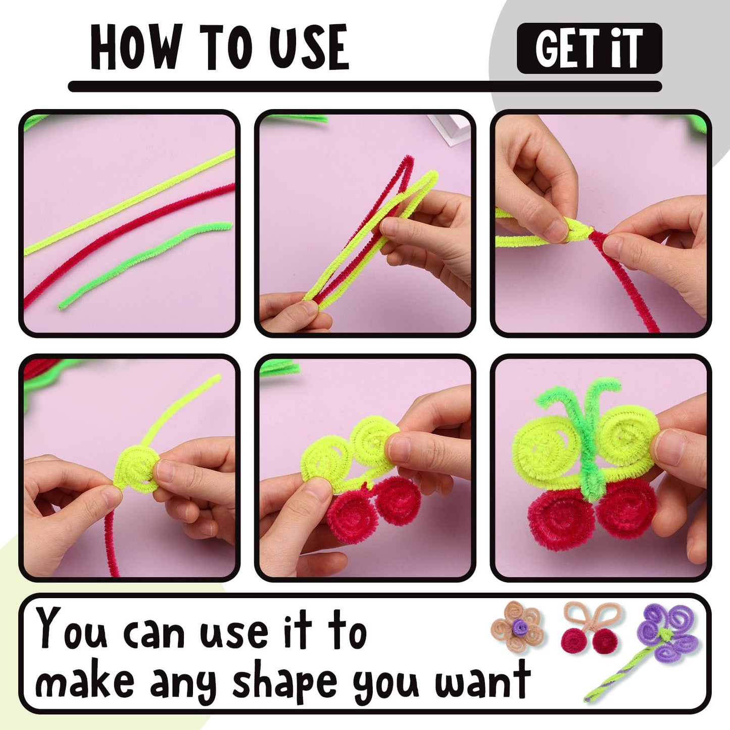 150 Pieces Black Pipe Cleaners for Hair, Pipe Cleaners Chenille Stem, Craft Pipe Cleaners, Art Pipe Cleaners, Fuzzy Sticks for C