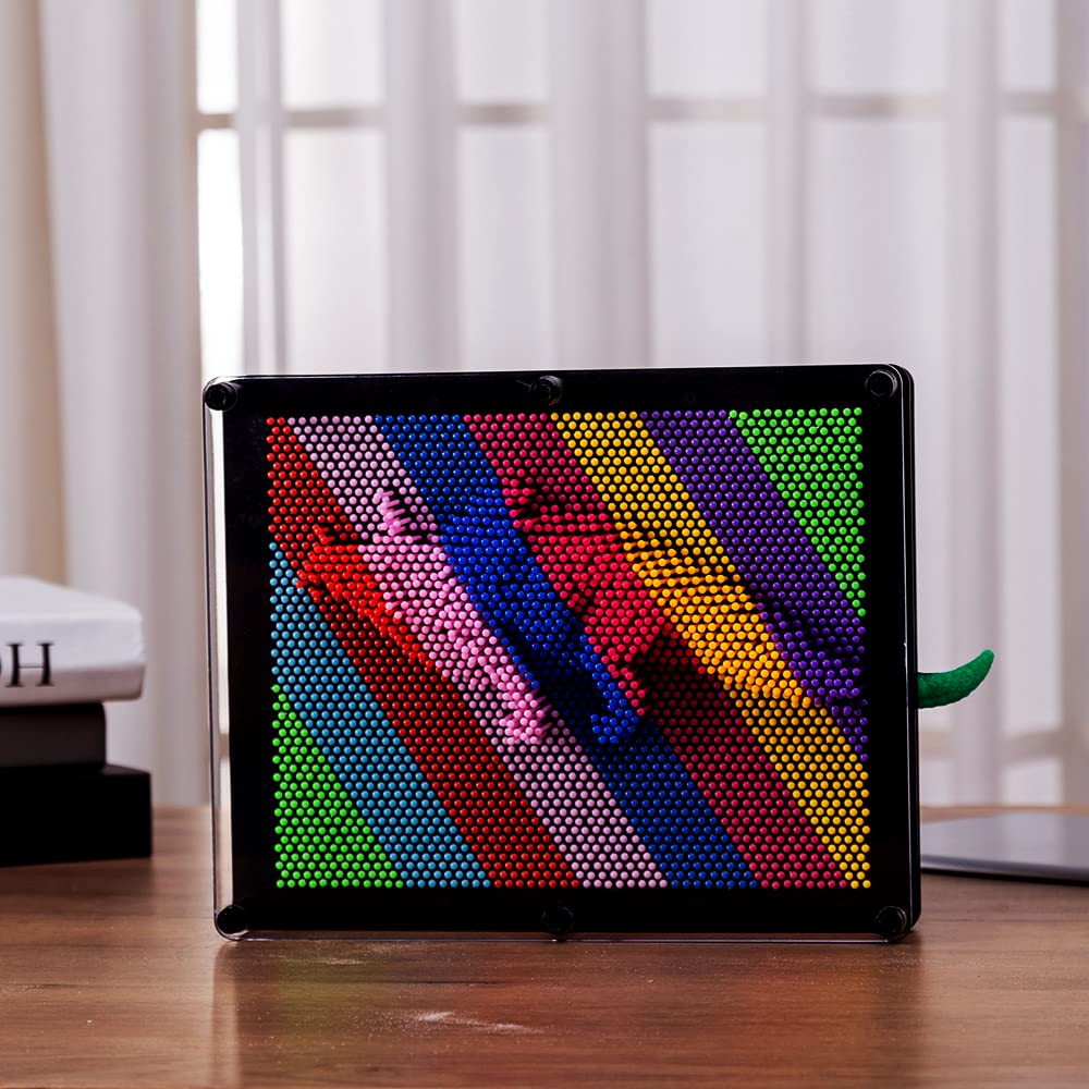 3D Pin Art Intellectual Fun Toy Rainbow Plastic Pin Art Palm Board Push Pin Toy (Rainbow-10X8Inches)
