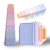 QOOB SPIN Baby Stacking Cups Set of 7 - Square Silicon Nesting Cups - Baby Montessori Toys Motor Skills Stackable Blocks - Sorting Teething Snacking for Toddler Kids Boy Girl 1 2 Years Old (Unicorn)