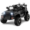 Olakids Kids Ride On Truck, 12V Electric Vehicle Jeep Car With Remote Control, Toddlers Battery Powered Toy With 2 Speeds, Spring Suspension, Double Open Doors, Led Lights, Music, Tf, Usb, Mp3 (Black)