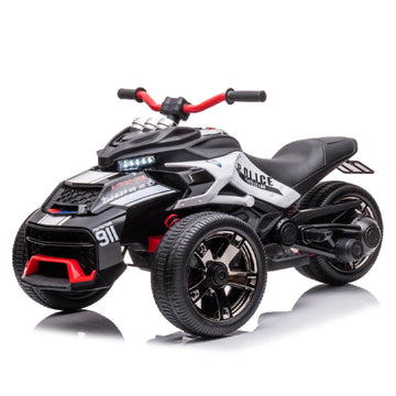 Postack 24V Kids Ride On Police Motorcycle, 3 Wheeler Ride On Atv For Boys Girls, Battery Powered Electric Vehicle For Toddlers
