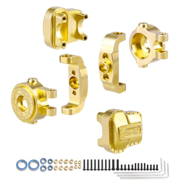 CrazyHobby Brass Caster Blocks & Steering Blocks & Diff Covers Heavy Duty for TRX4M TRX4MT 1/18 RC Crawler Car Upgrade Parts (Go