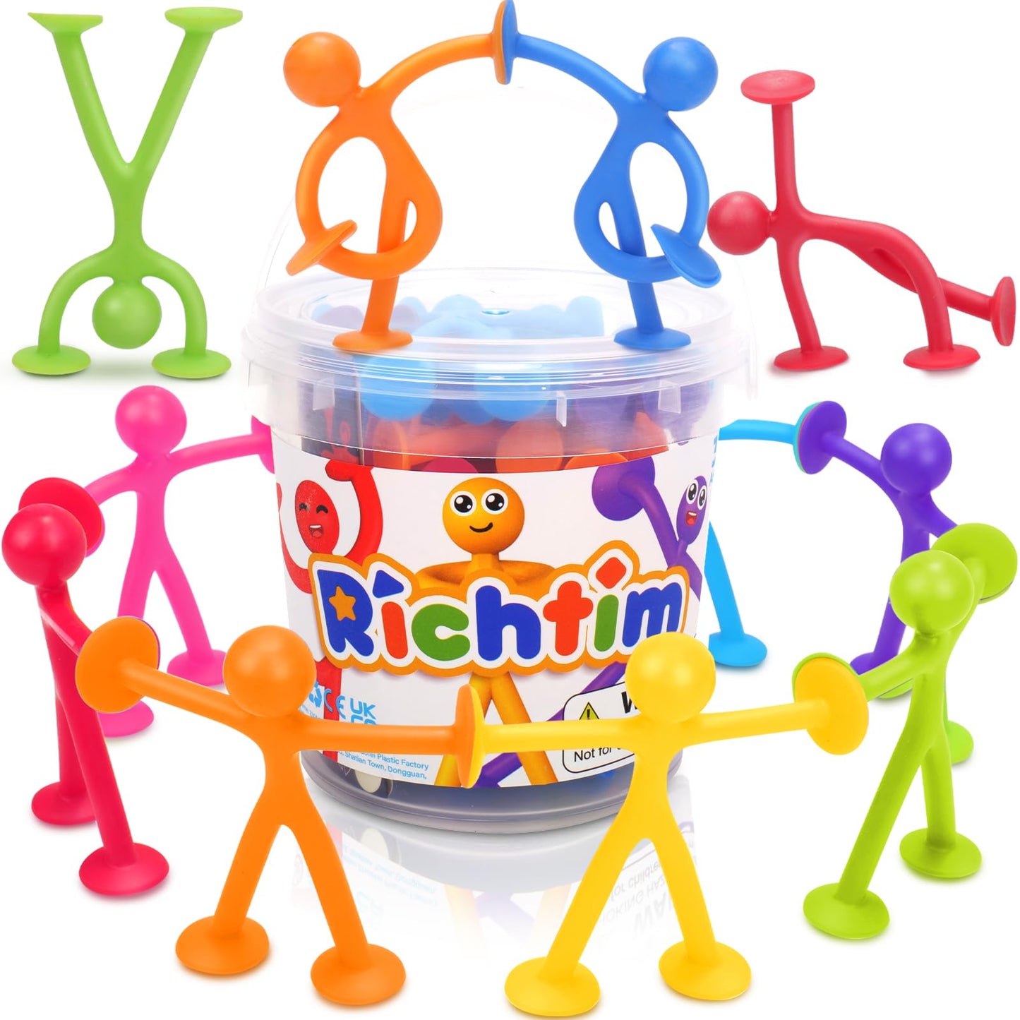 Richtim Kids Humanoid Suction Sensory Toys: 24 Pack Kids Creative Sensory Suction Toy No Hole Bath Toy | Connect, Build, Create | Ideal Stuffers For Boys And Girls (Suction Sensory Toys)