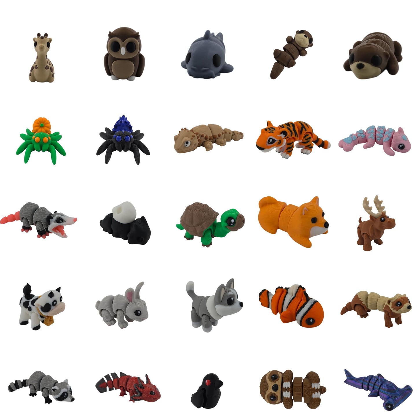 Mini Animal Mystery Pack | 3D Printed Articulating Figurines (10 Pieces)