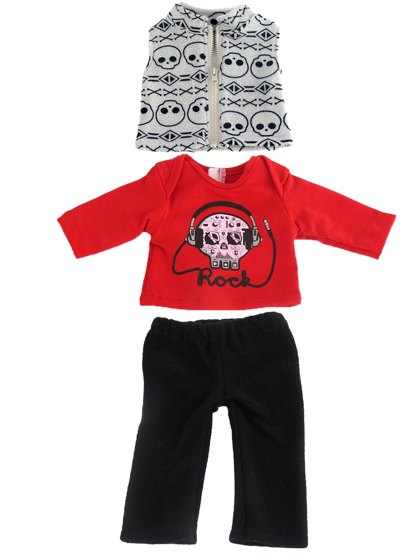 American Fashion World Skull Outfit Set for 18-Inch Dolls | 3 Piece | enhanced Quality & Trendy Design | Dolls Clothes | Outfit Fashions for Dolls for Popular Brands