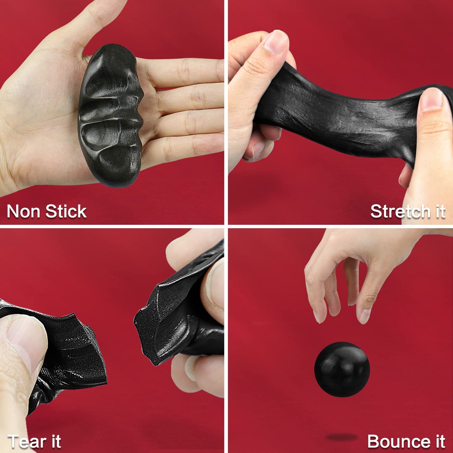 Joypro Magnetic Slime Putty, Magnetic Space Putty Slime With Upgraded Magnet Toys For Kids Adults, Fidget Toy Stress Reliever Puddy For Christmas Stocking Stuffers Birthday Gifts(2 Pack,Black&Silver)