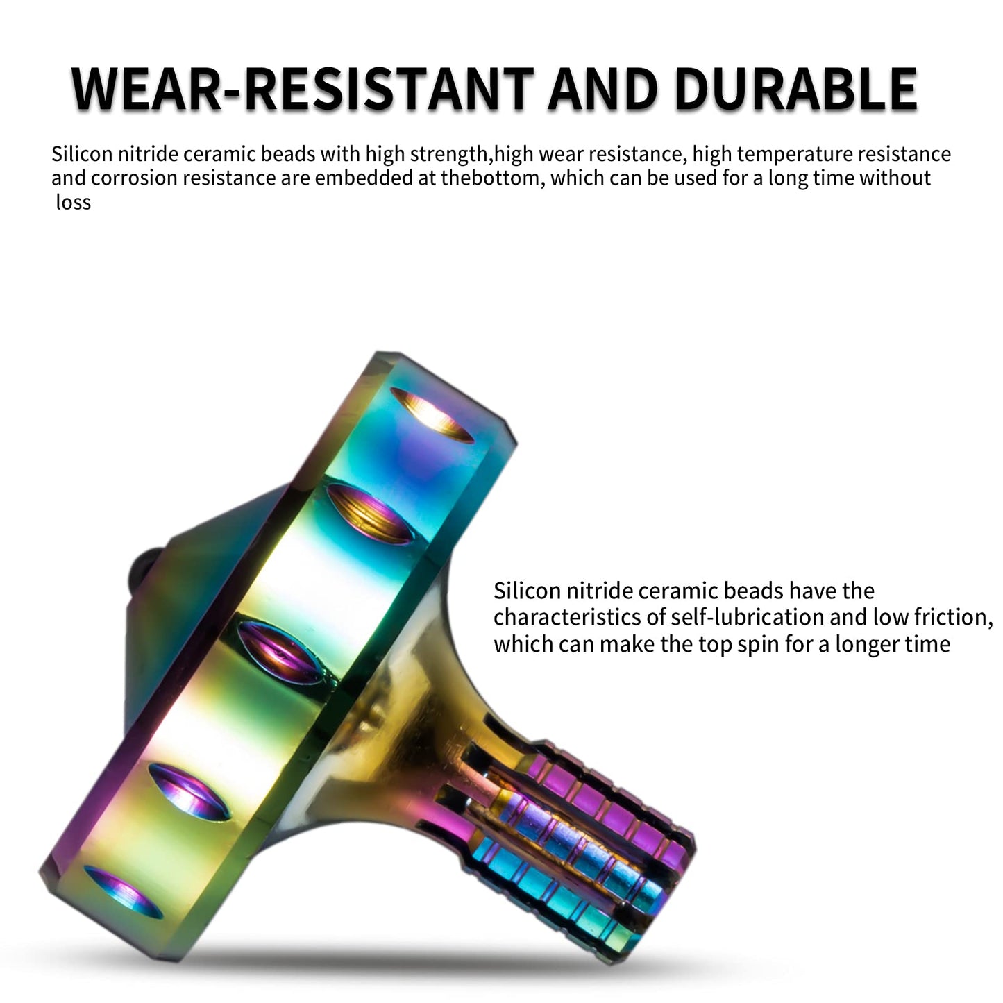 CHEETOP Precision Metal Spinning Top Long Lasting Spin Time and Perfect Balance Skilled mature-themed Easily Exceed 10 Mins Portable Stainless Steel EDC Office Desktop Game Toys (L Iridescent)