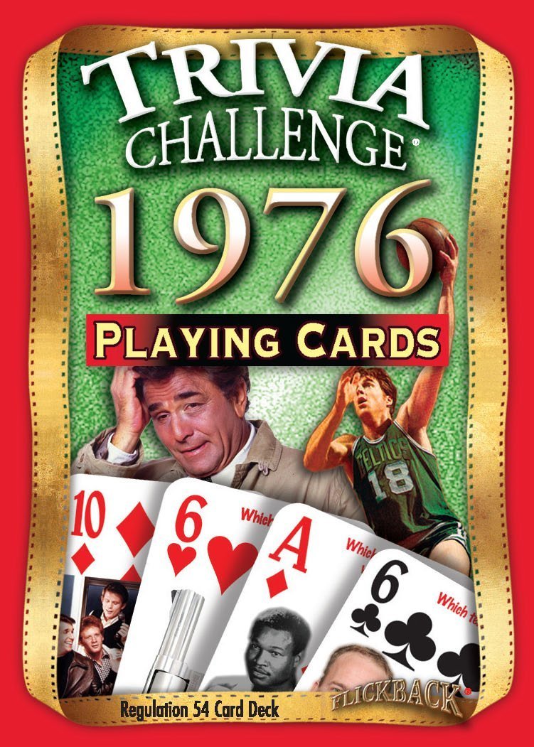 Flickback 50th Birthday Trivia Cards – Vintage 1976 Deck – Fun Game for Men & Women – Small Plastic Playing Cards