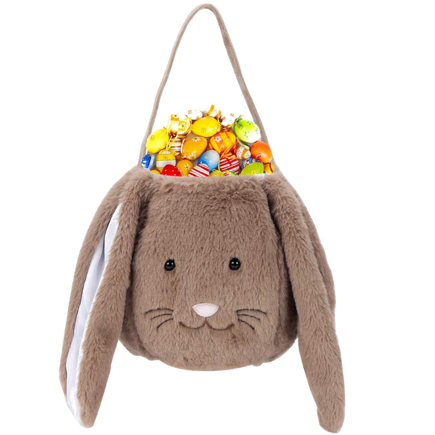 Xinblueco Plush Easter Bunny Basket Easter Buckets With Long Plush Ear Personalized Egg Hunting Easter Bags,Bunnyeaster Tote Bag