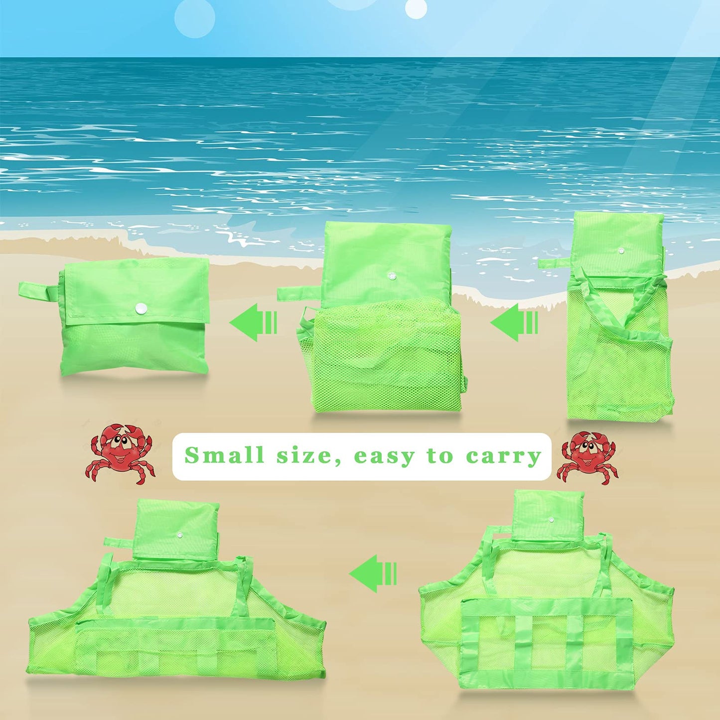 Frienda 6 Pieces Mesh Beach Tote Bag Portable Travel Mesh Bag Large Mesh Beach Bag Toy Organizer Storage Bag Away from Sand for