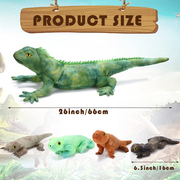 Hydren Lizard Stuffed Animal Plush Toy 26 Inch Iguana Plush With 4 Babies Inside Large Simulation Iguana Dragon Animal Toy Gifts