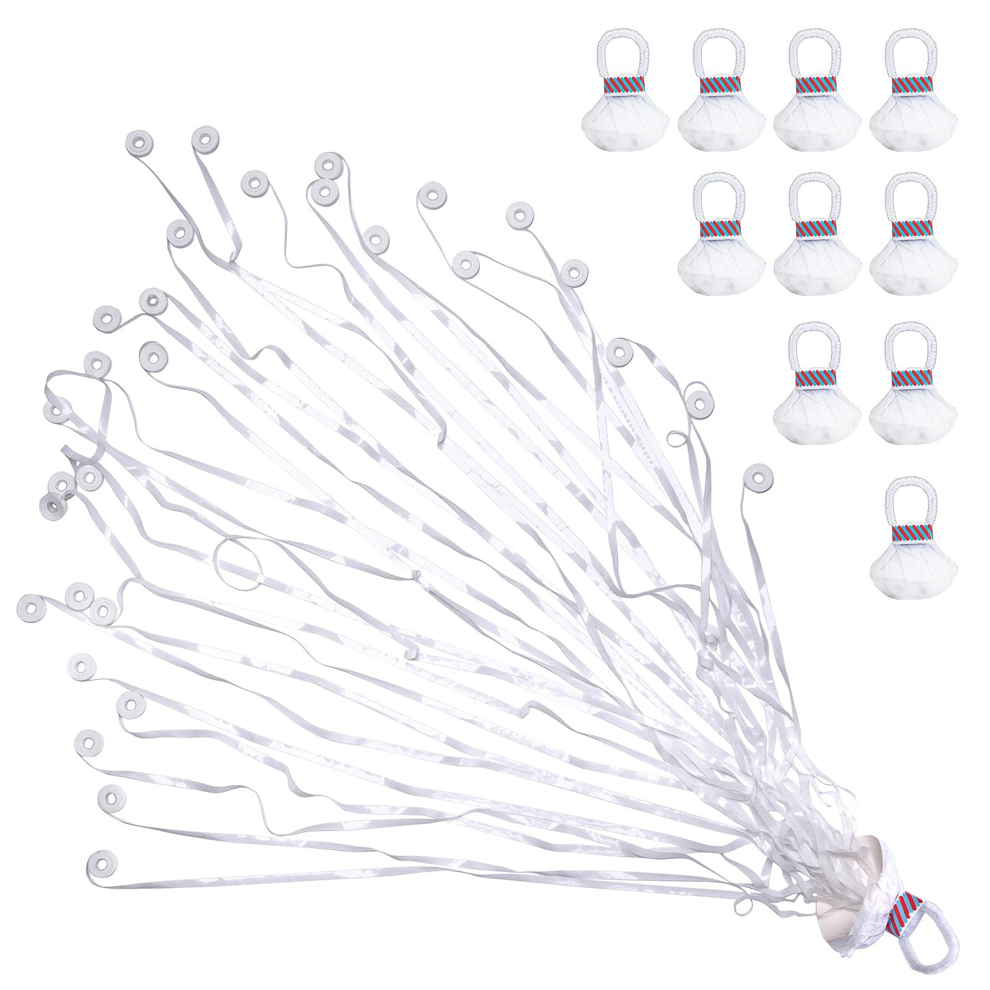 Confetti Poppers, 10Pack Plastic No Mess Streamers, Party Poppers for Birthday,Wedding,Celebrations,Graduation Party (White, 10