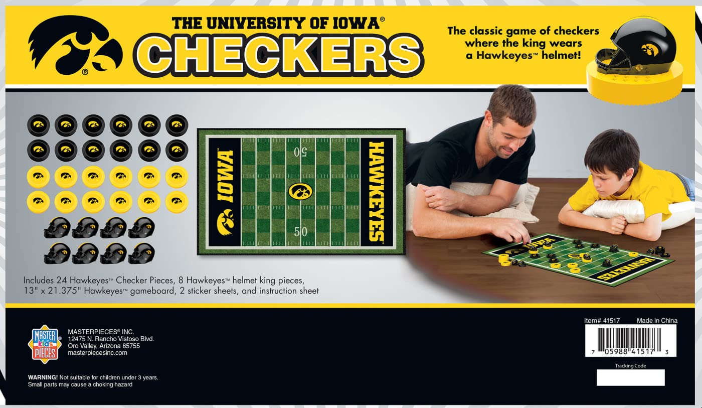 Masterpieces Ncaa Iowa Hawkeyes Checkers Board Game , 13'' X 21''