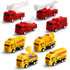 HSMQ 8 Pack Pull Back Cars Vehicle Toys Set, Fire Truck Construction Truck Model for Kids Boys Girls Toddler, Mini Pull Back Veh
