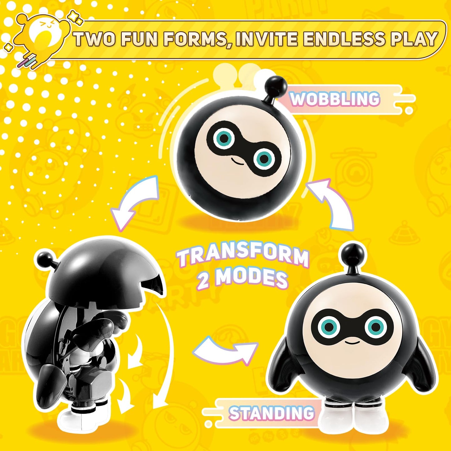 A Alpha Eggy Party Toys, Rocky Action Figures Transformable Toys, 2-In-1 Eggy Wobbler Toys To All Ages, Cute Tumbler Toys For Ki