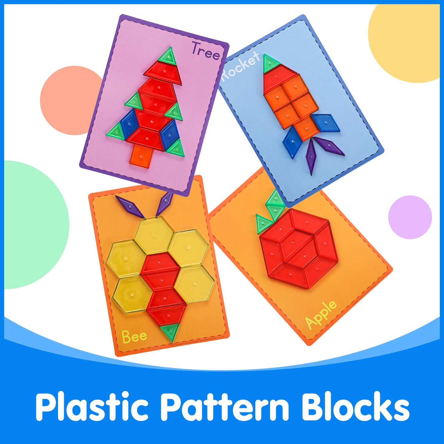 Odoorgames 140 Pcs Translucent Pattern Blocks,Geometric Shapes,Translucent Toys,Light Table Accessories And Manipulatives,Includ